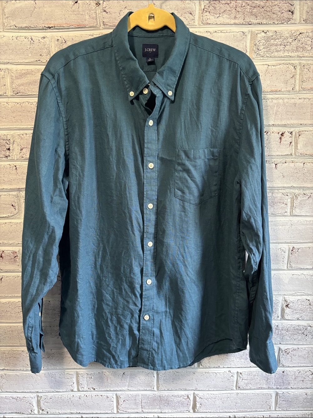 J. Crew Men's Linen Blend Button-Down Shirt Size Large